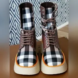 BURBERRY 24cm ソックスブーツ 茶 レザー 4.5 y2k BURBERRY 24cm ソックスブーツ 茶 レザー 4.5 y2k BURBERRY 24cm